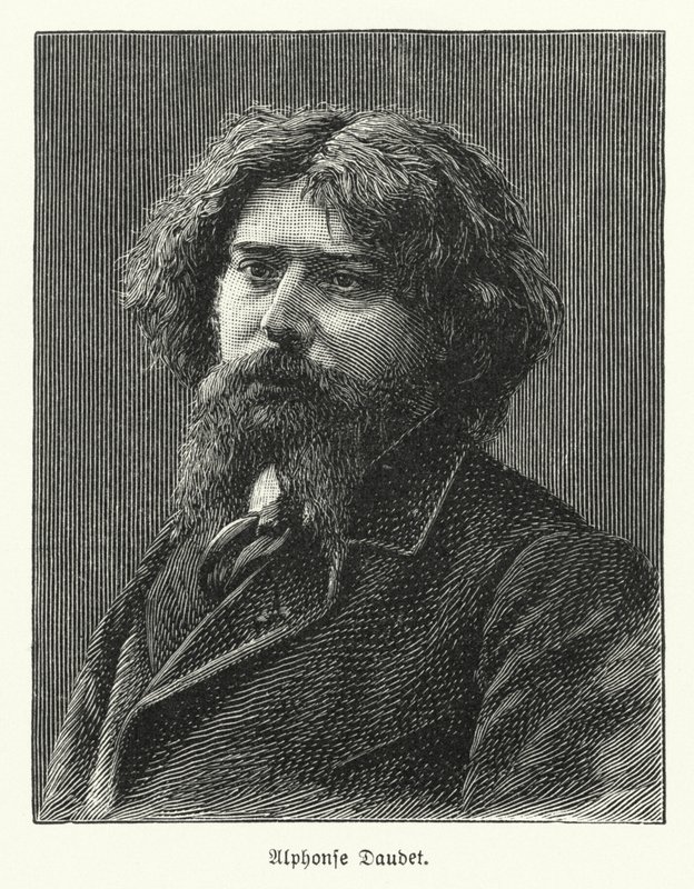 Alphonse Daudet, fransk författare (litho) av German School