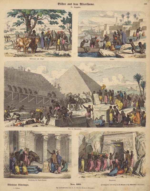 Forntida Egypten (färgad gravyr) av German School