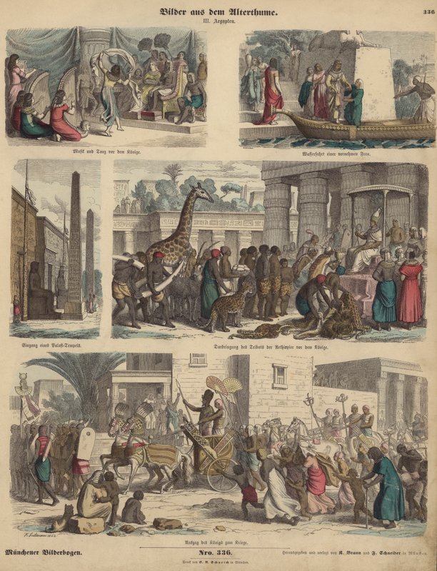 Forntida Egypten (färgad gravyr) av German School