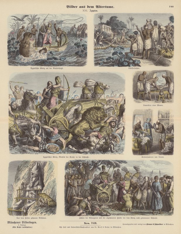 Forntida Egypten (färgad gravyr) av German School
