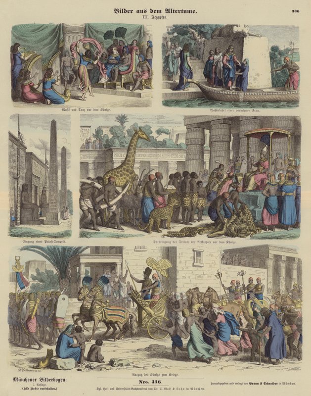 Forntida Egypten (färgad gravyr) av German School