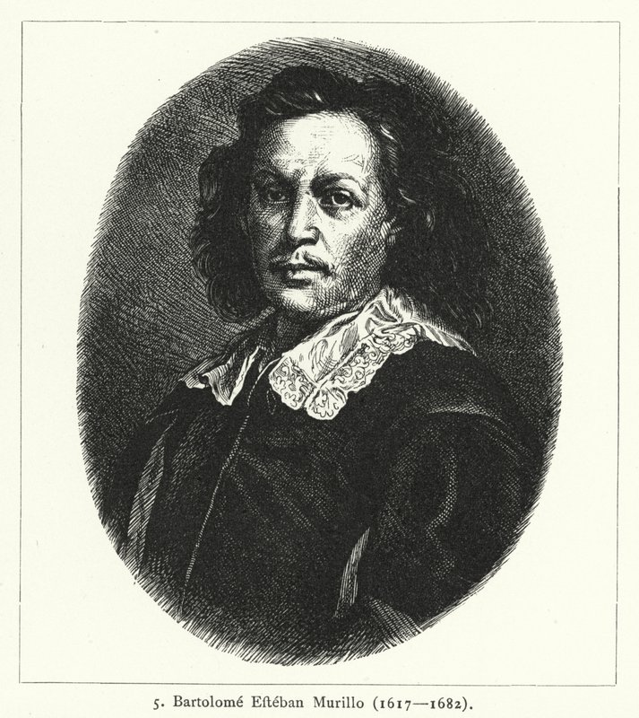 Bartolome Esteban Murillo, spansk barockmålare (gravyr) av German School