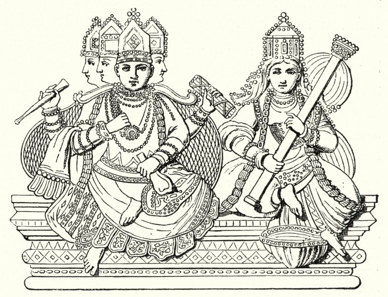 Brahma och Saraswati (gravyr) av German School