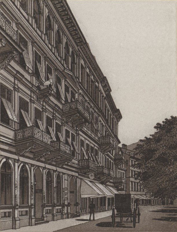 Cafe Elefant, Old Meadow (litho) av German School