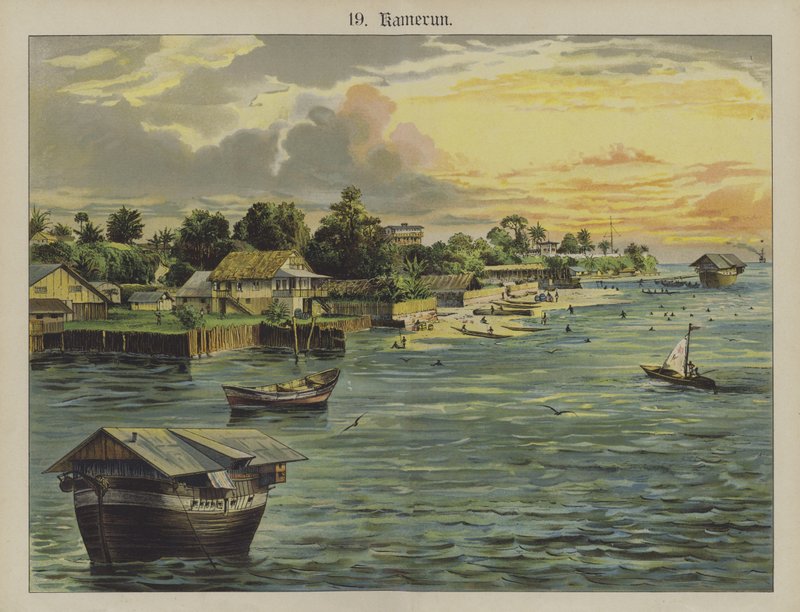 Kamerun, Centralafrika (färg litho) av German School