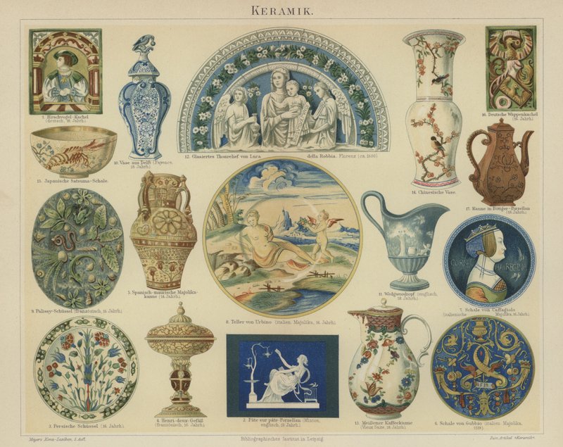 Keramik (färg litho) av German School
