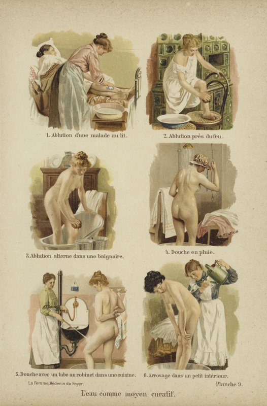 Läkande användningar av vatten (färg litho) av German School