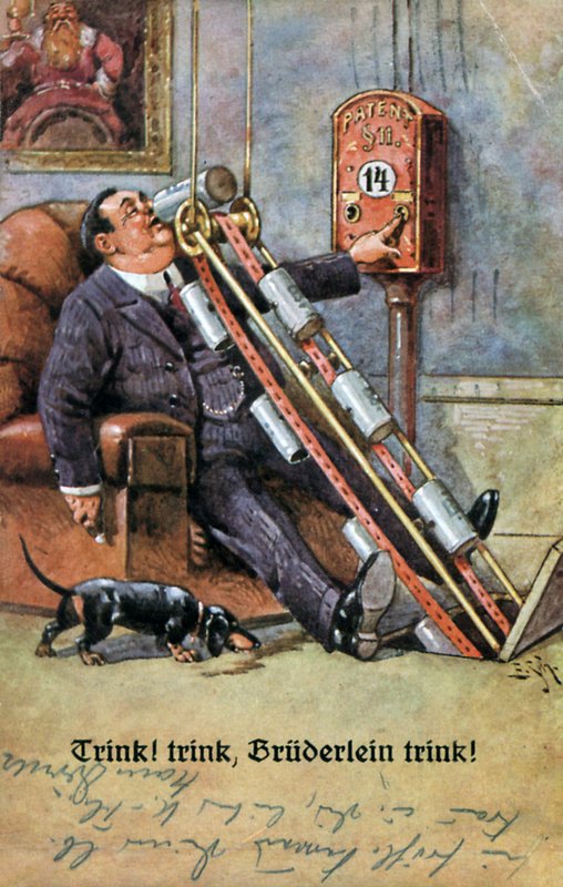 Drick, drick, bror drick! (färg litho) av German School