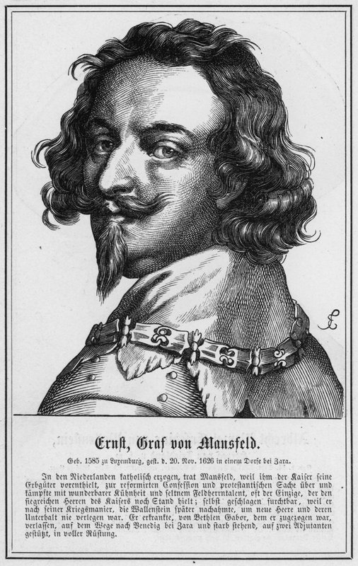 Ernst, greve av Mansfeld (gravyr) av German School