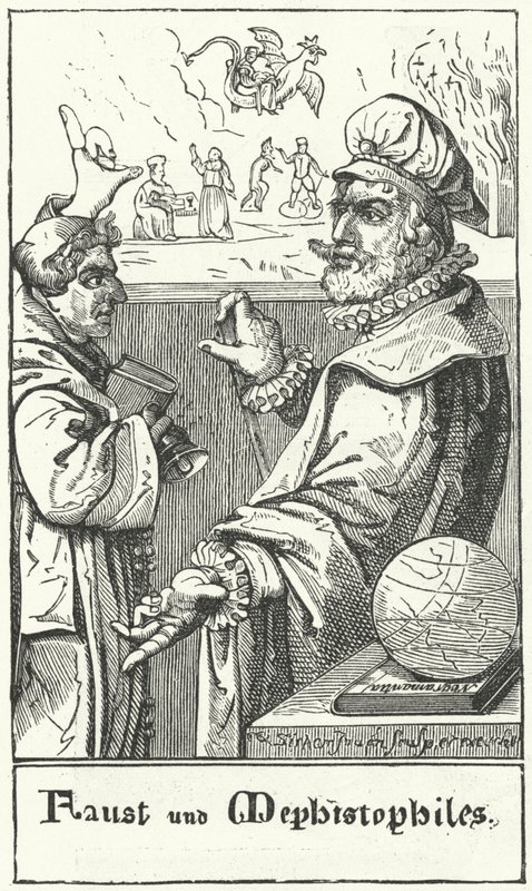 Faust och Mephistopheles (gravyr) av German School