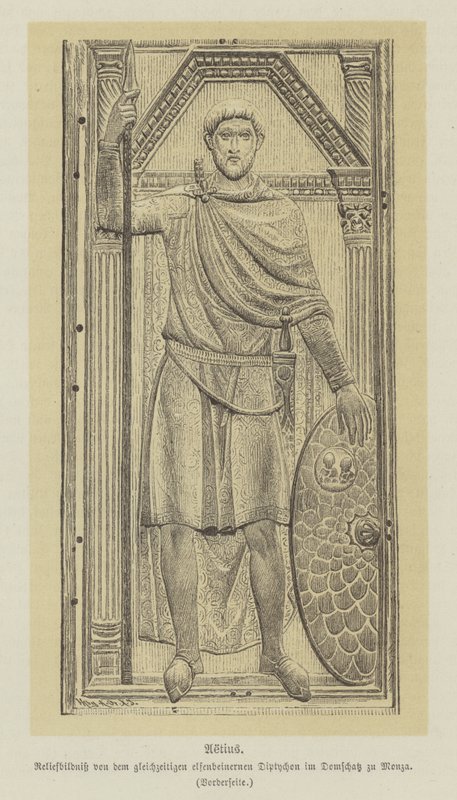 Flavius ​​​​Aetius, romersk general (gravyr) av German School
