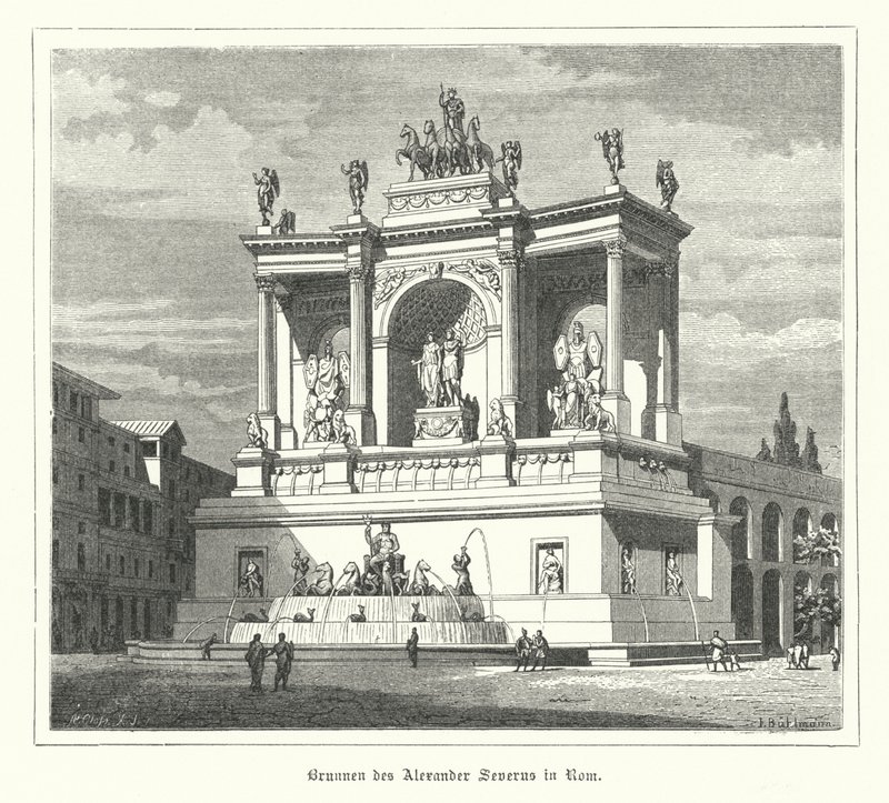 Fontän av Alexander Severus, antikens Rom (gravyr) av German School