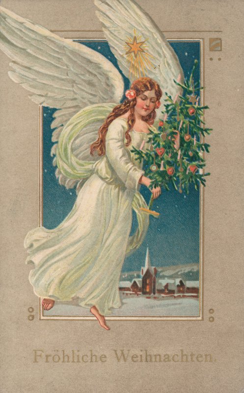 Tyskt julkort (färg litho) av German School
