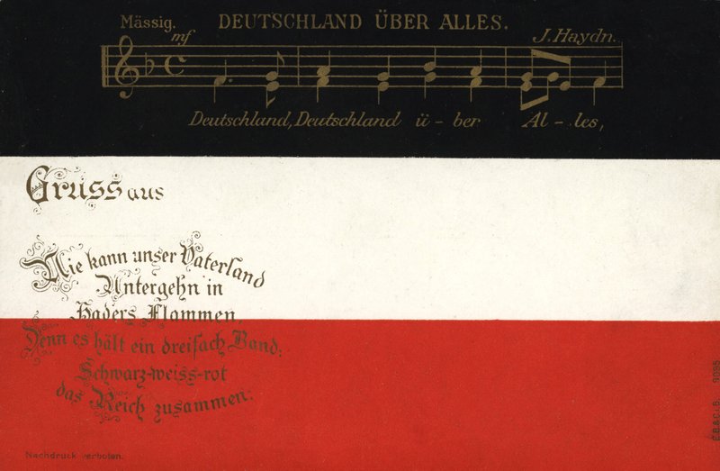 tysk nationalsång (färg litho) av German School