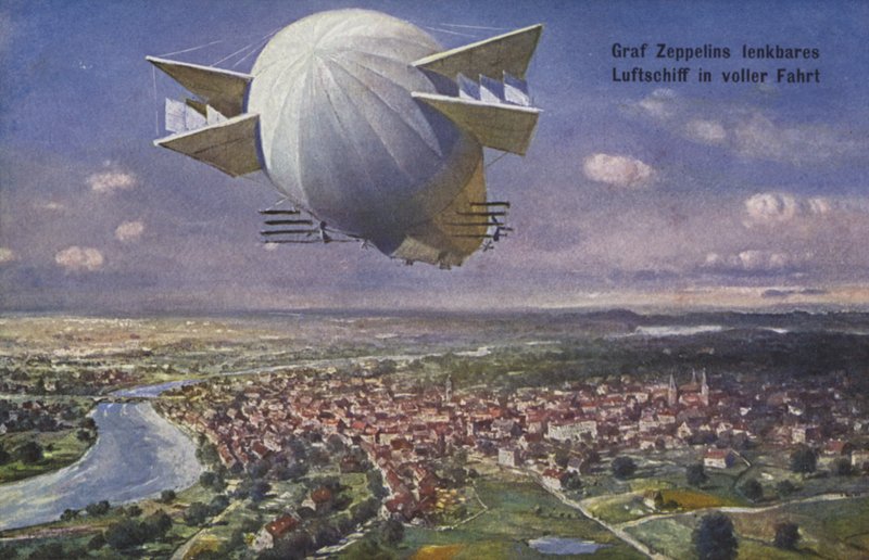 Graf Ferdinand von Zeppelins luftskepp under flygning av German School