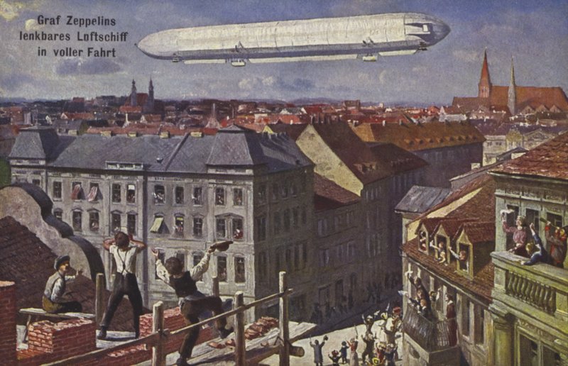 Graf Ferdinand von Zeppelins luftskepp under flygning av German School