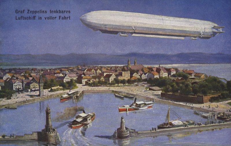 Graf Ferdinand von Zeppelins luftskepp under flygning av German School