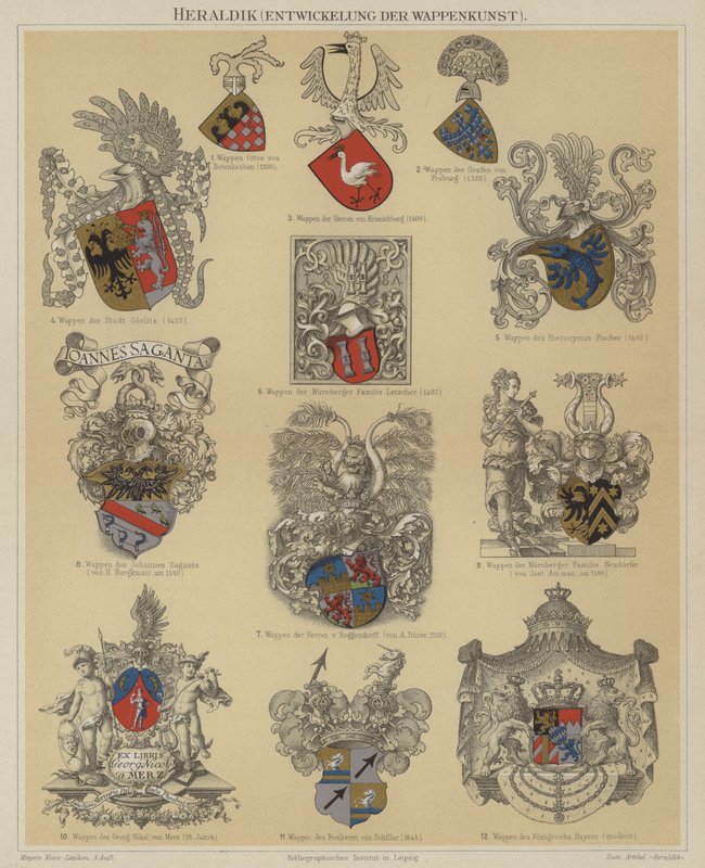 Heraldik (färg litho) av German School
