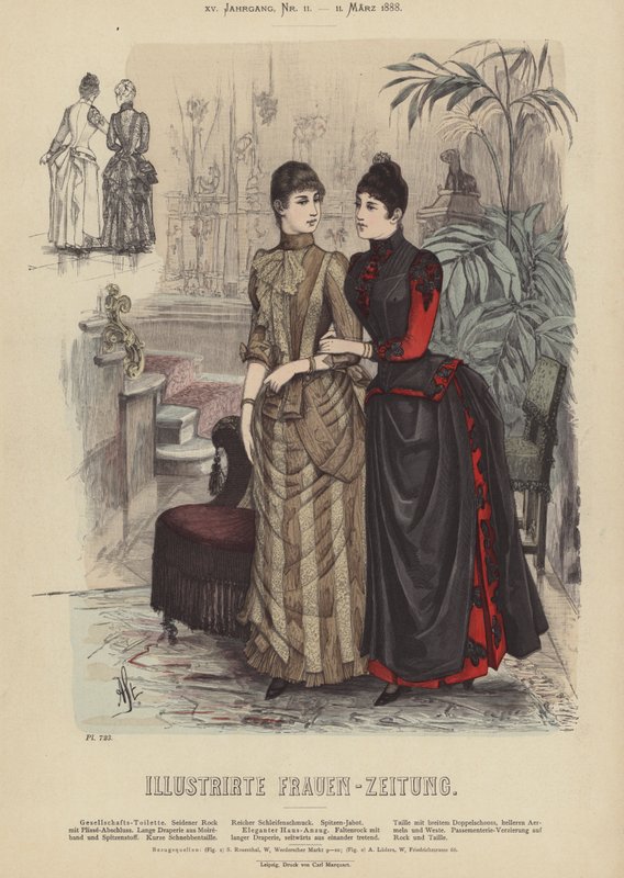 Illustration för Illustrirte Frauen-Zeitung (färg litho) av German School