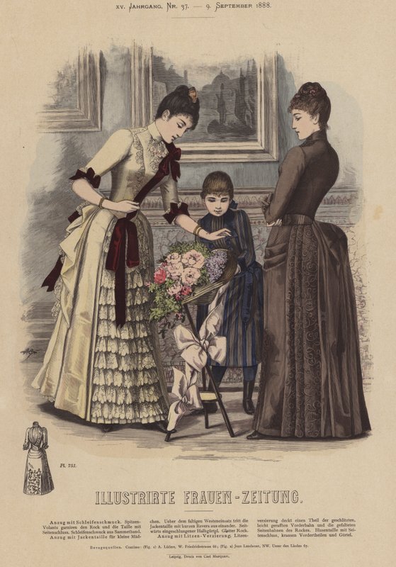 Illustration för Illustrirte Frauen-Zeitung (färg litho) av German School