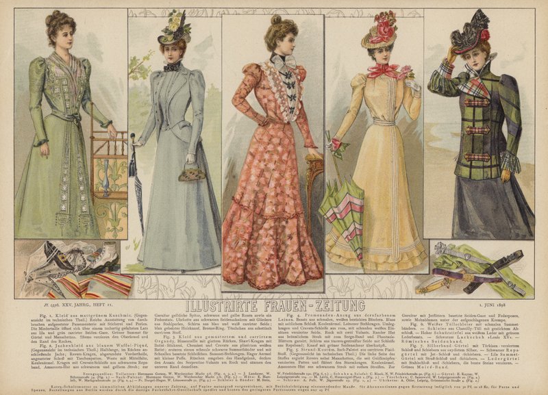 Illustration för Illustrirte Frauen-Zeitung (färg litho) av German School