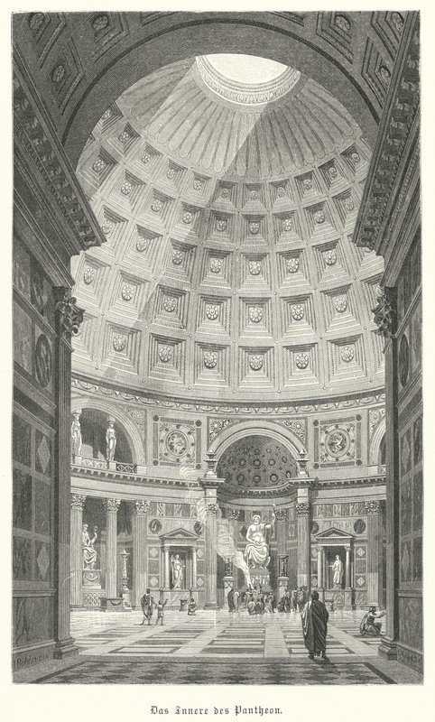 Interiör av Pantheon, Rom (gravyr) av German School