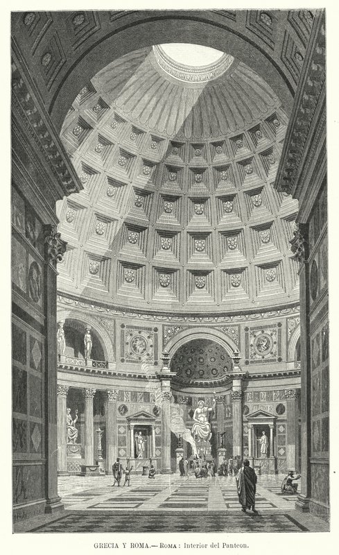 Interiör av Pantheon, Rom (litho) av German School