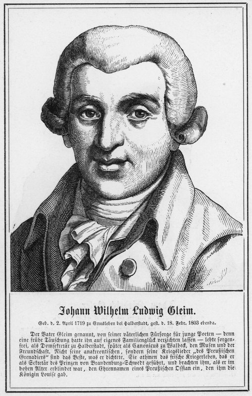 Johann Wilhelm Ludwig Gleim (gravyr) av German School