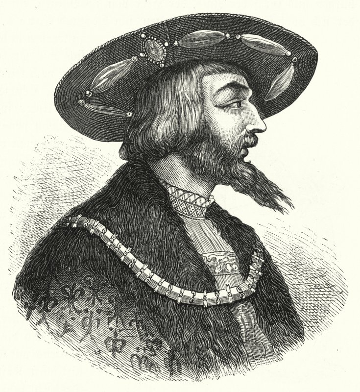 Kung Ludvig II av Ungern (gravyr) av German School