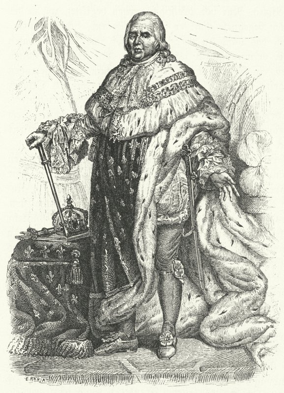 Ludvig XVIII, kung av Frankrike (gravyr) av German School
