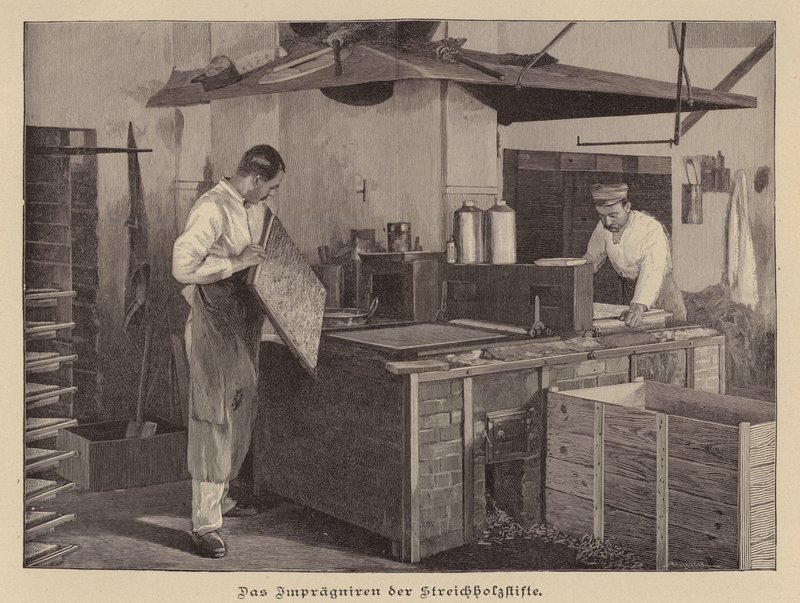 Tillverkar tändstickor (gravyr) av German School