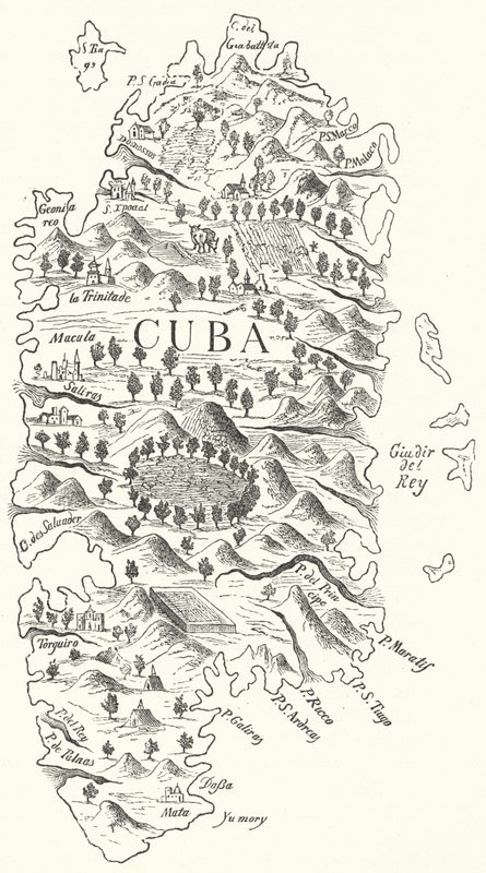 Karta över Kuba, c1500 (gravyr) av German School