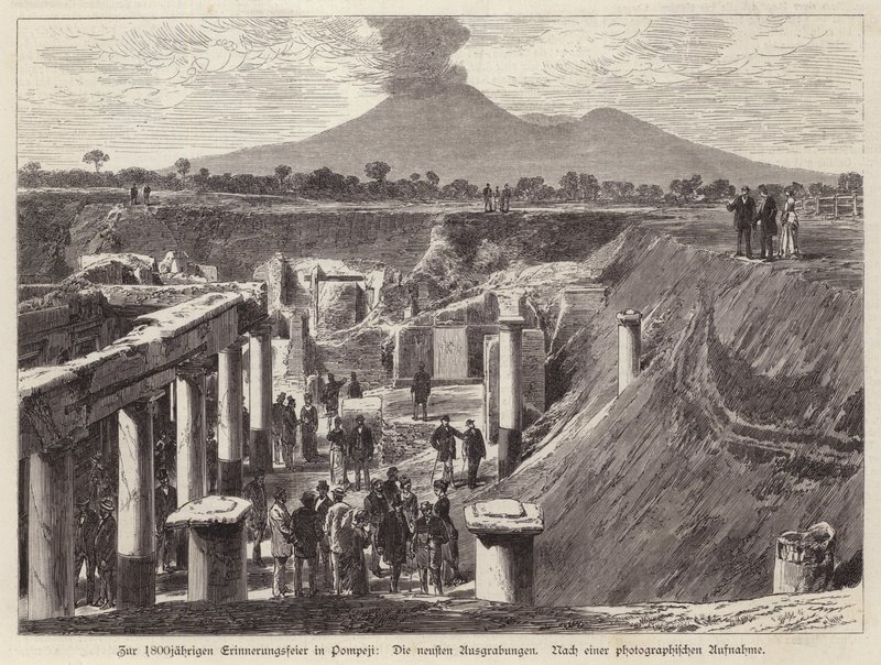 Nya utgrävningar i Pompeji, Italien (gravyr) av German School