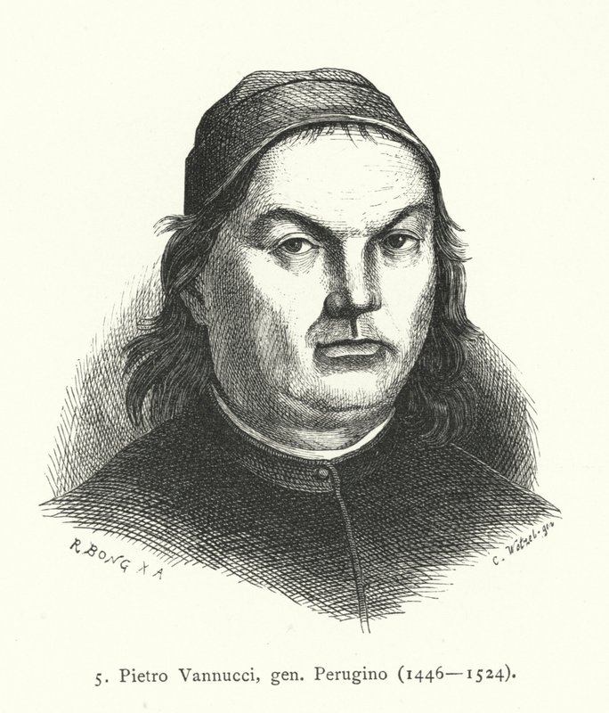 Pietro Perugino, italiensk renässanskonstnär (gravyr) av German School