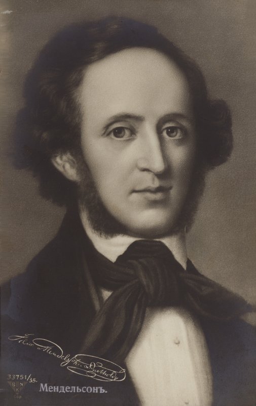 Porträtt av Felix Mendelssohn av German School