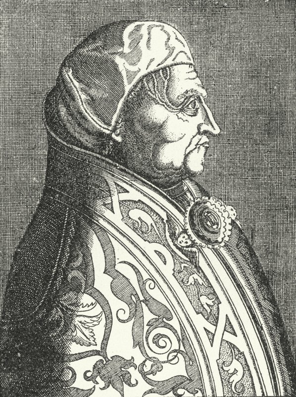 Porträtt av påven Pius II (gravyr) av German School