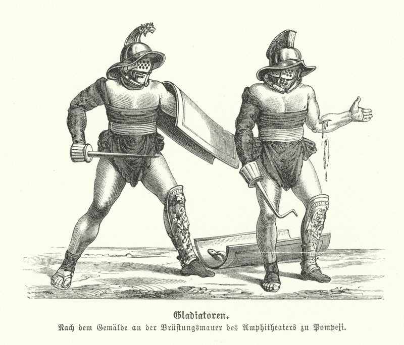 Romerska gladiatorer (gravyr) av German School