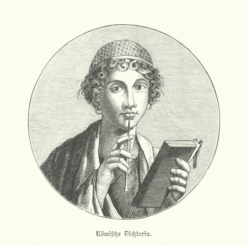 Romersk poetess (gravyr) av German School