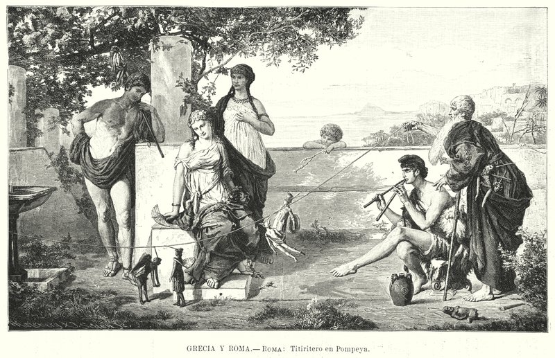 Romerska dockspelare i Pompeji (litho) av German School