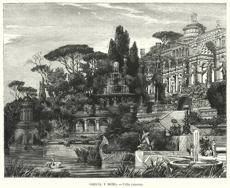 Romersk villa (litho) av German School