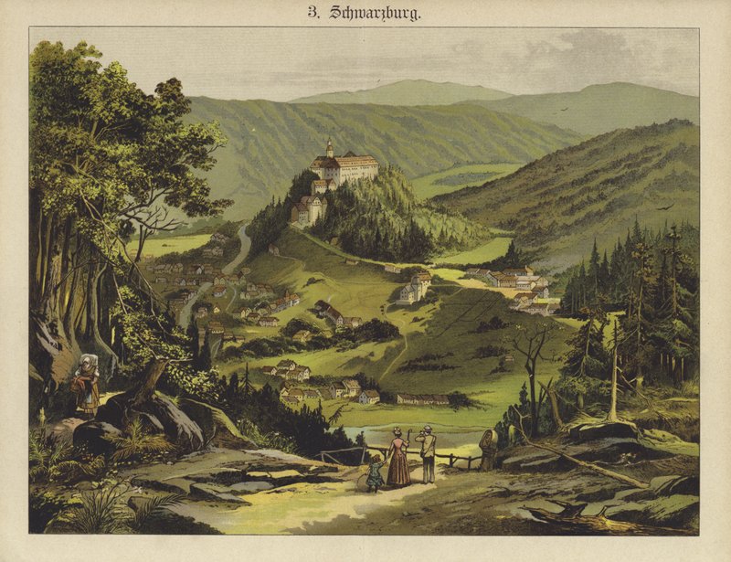 Schwarzburg (färg litho) av German School