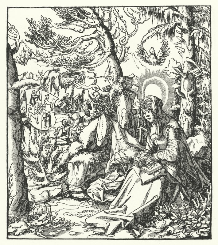 St Ida av Lorraine (c1040-1113) (gravyr) av German School
