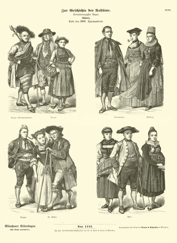 Schweiziska dräkter, sent 1700-tal av German School