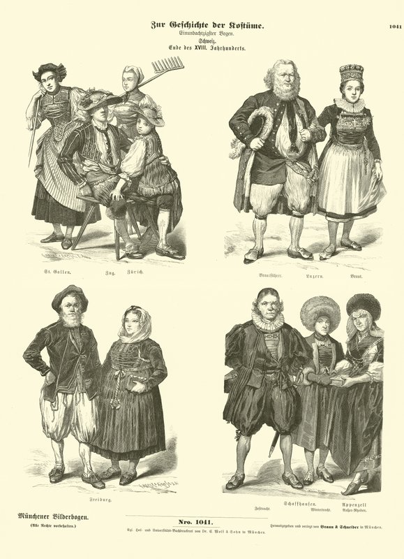 Schweiziska dräkter, sent 1700-tal av German School