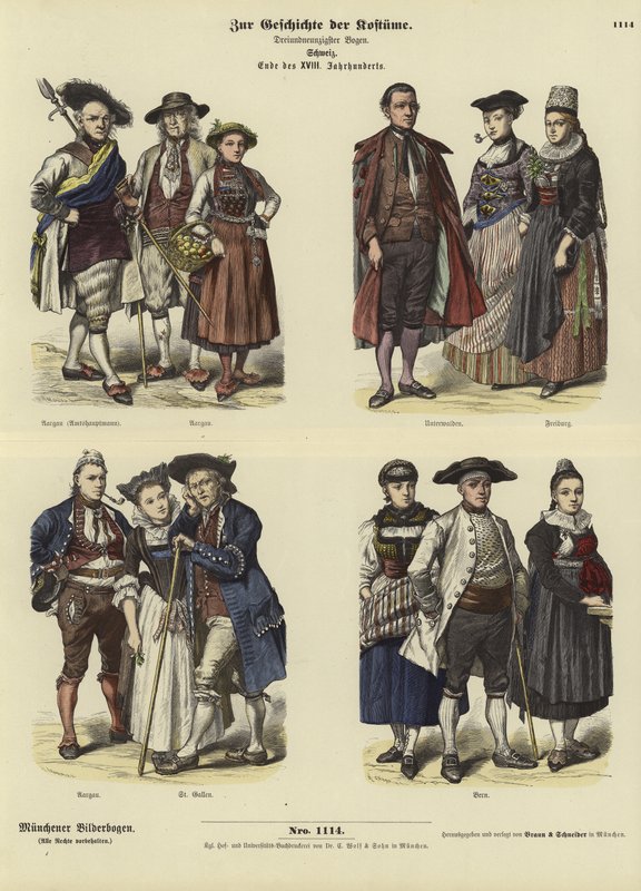 Schweiziska dräkter, sent 1700-tal av German School