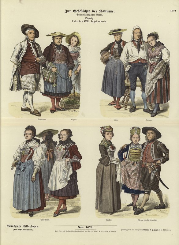 Schweiziska dräkter, sent 1700-tal av German School