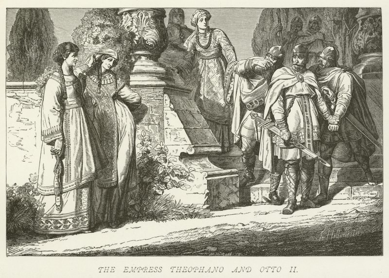 Kejsarinnan Theophano och Otto II av German School