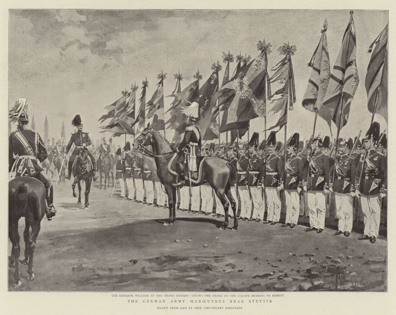 Den tyska armén manövrar nära Stettin (litho) av German School