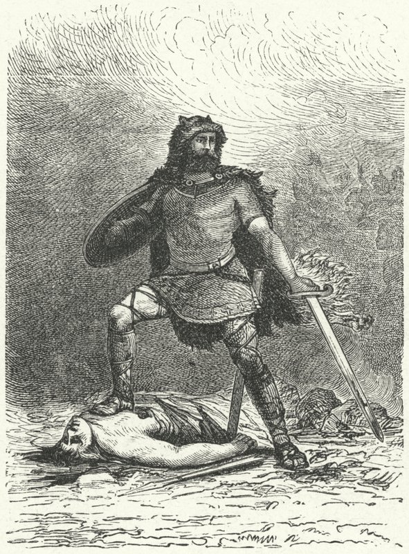 Den nordiske guden Tyr (gravyr) av German School