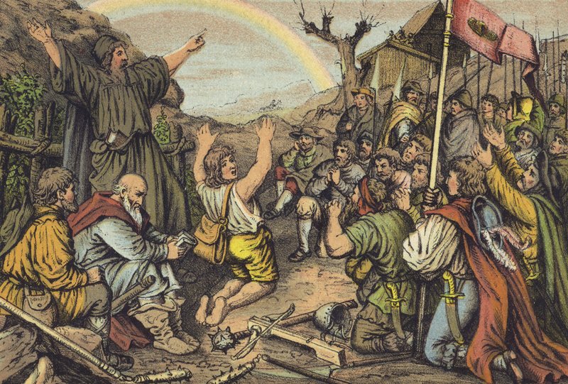 Böndernas revolt (chromolitho) av German School